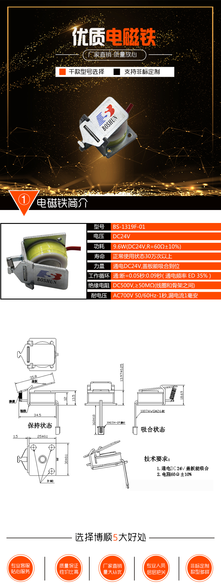 安全带电磁铁 BS-1319F-01