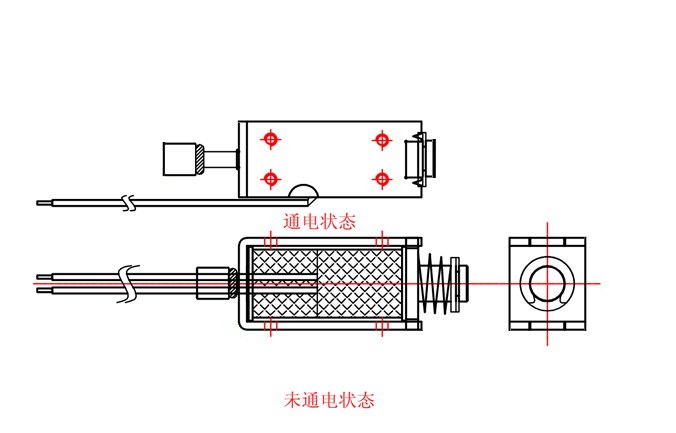 推式电磁铁通断示意图